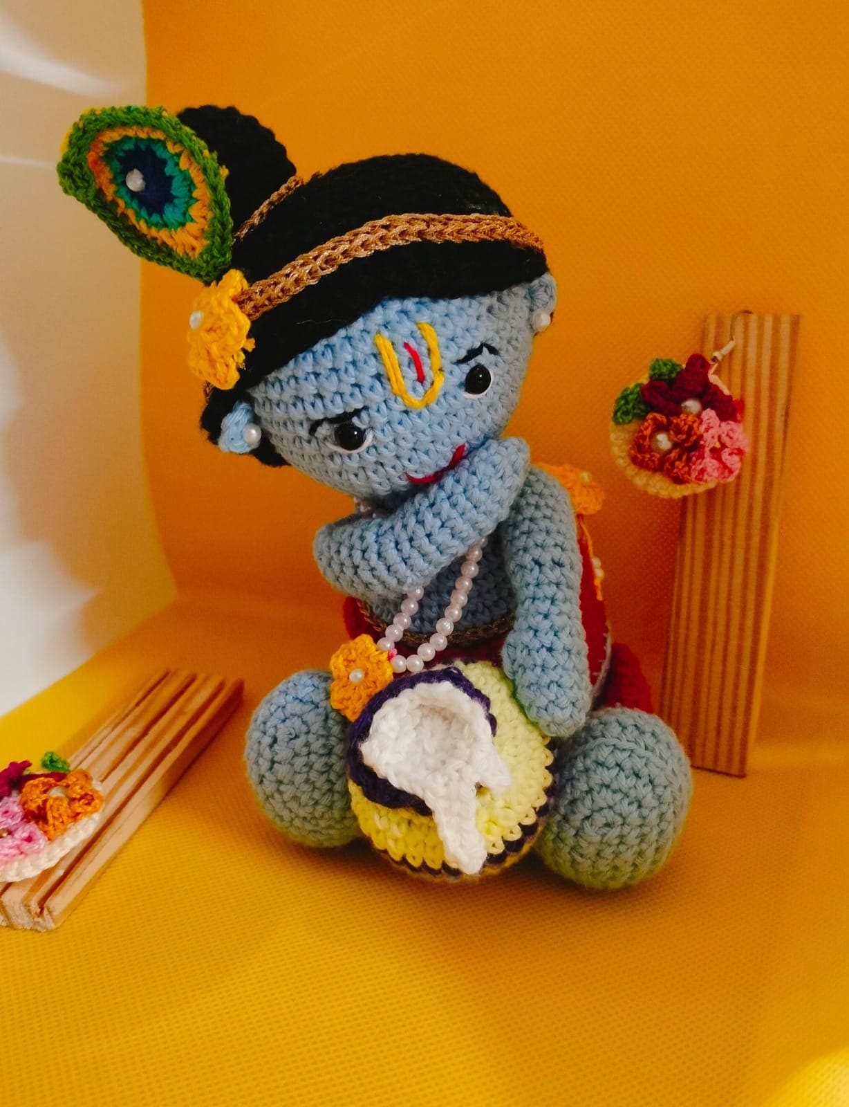 Handmade Crochet Krishna Doll