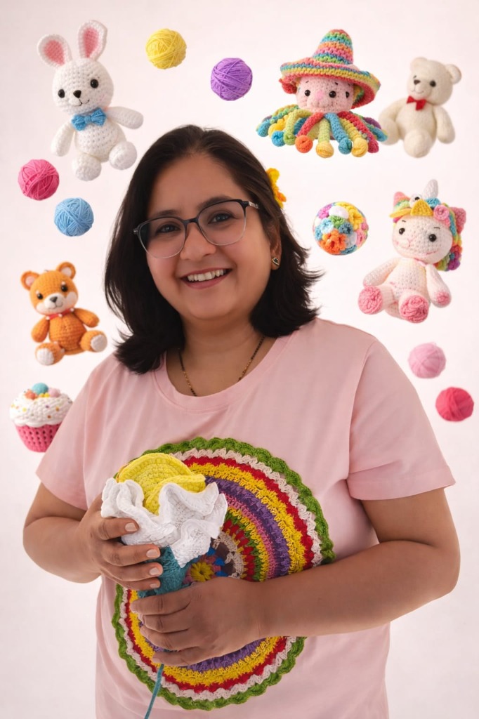 Dharita with crochet creations